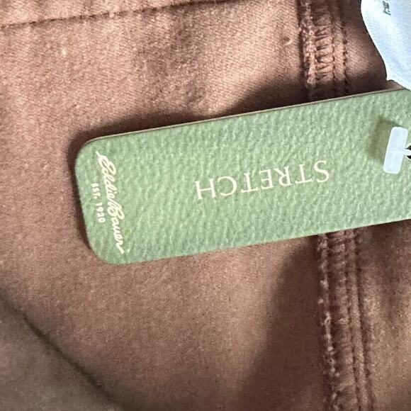 Eddie Bauer Womens Velour Pants Straight Leg Velvet Size 14 Tall Brown Stretch - Picture 9 of 10